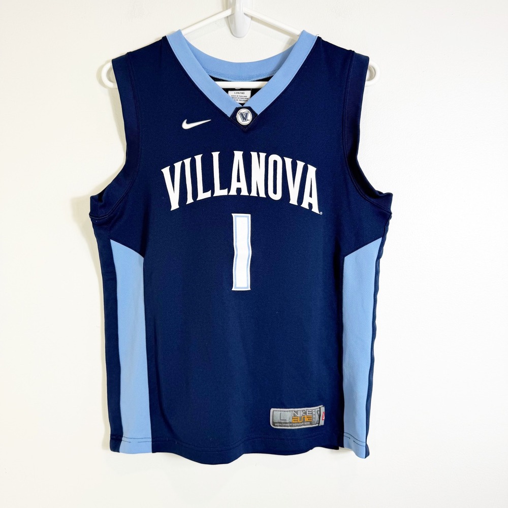 Nike Villanova Basketball Jersey Kids Large L 16/18 Navy Blue Elite #1 Wildcats